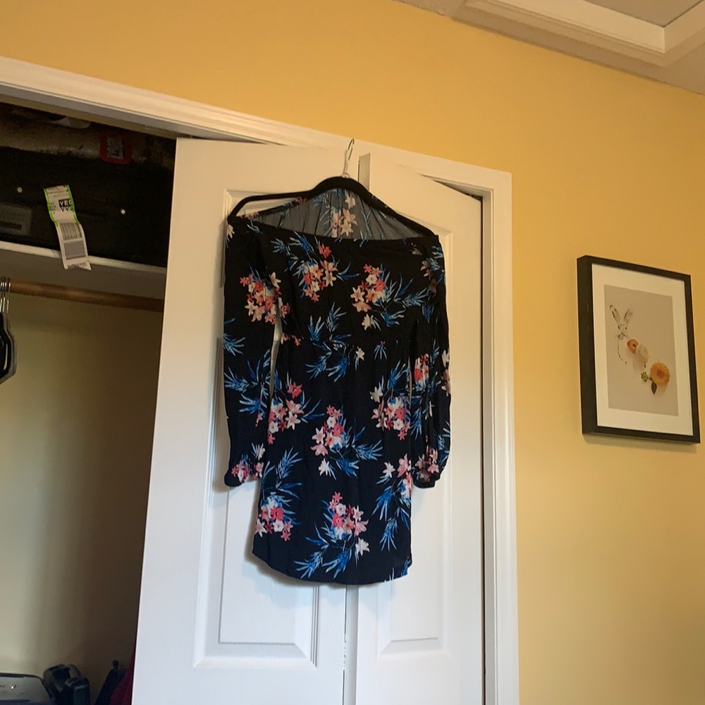 Black with flowers off the shoulder dress